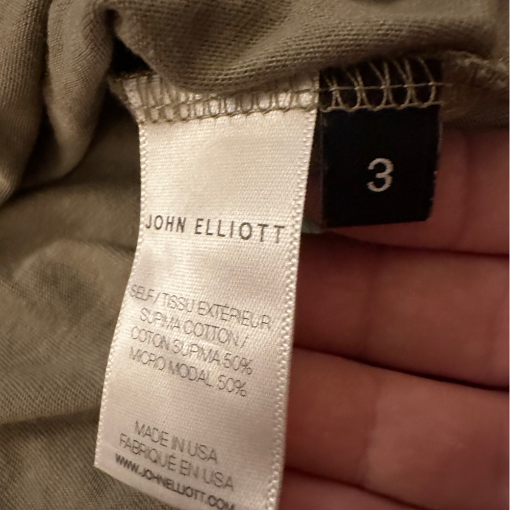 John Elliott Khaki Green T-shirt Size 3 - Picture 6 of 6